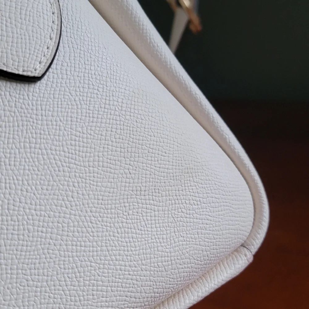 Coach CH290 Darcie Carryall White Cream Crossgrain Leather Satchel Bag